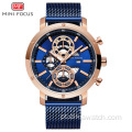 MINIFOCUS masculino luxo malha pulseira negócios quartzo relógios de alta marca esporte militar relógio de pulso homem relogio masculino 0190